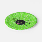 Niedliche Spinne Halloweens auf Netz Pappteller (Schrägansicht)