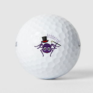 Niedliche Spinne im Cartoon oben Golfball
