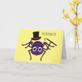 Niedliche Spinne im Cartoon oben Karte (Gelbe Blume)