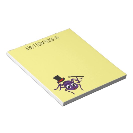 Niedliche Spinne im Cartoon oben Notizblock (angewinkelt)