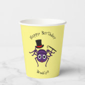 Niedliche Spinne im Cartoon oben Pappbecher (Rückseite)