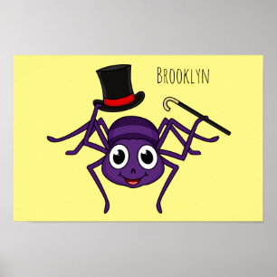 Niedliche Spinne im Cartoon oben Poster