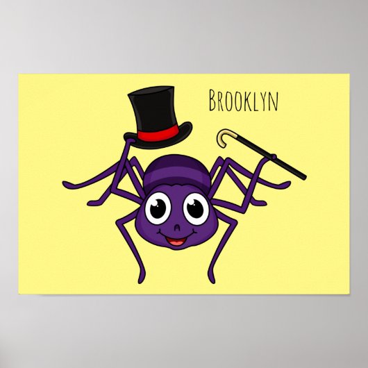 Niedliche Spinne im Cartoon oben Poster (Vorne)