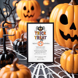Niedliche Spinne & Pumpkin Trick oder TreatHallowe Einladung