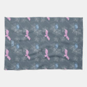 Niedliche Spinne und Fledermaus im Spinnennetz, an Geschirrtuch (Horizontal)