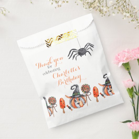Niedliche Spinne und Pumpkin Wasserfarbe Halloween Geschenktütchen (Versiegelt)
