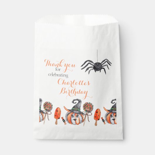 Niedliche Spinne und Pumpkin Wasserfarbe Halloween Geschenktütchen (Vorderseite)