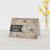 Niedliche Spinnen, Spinnennetze, glückliches Hallo Karte (Gelbe Blume)