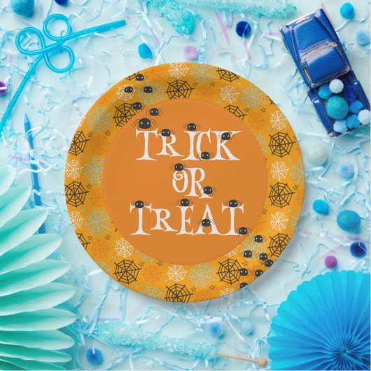 Niedliche Spinnen und Spinnennetze gemustert Hallo Pappteller (Party)