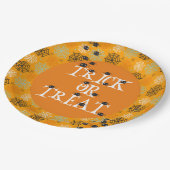 Niedliche Spinnen und Spinnennetze gemustert Hallo Pappteller (Schrägansicht)