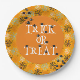 Niedliche Spinnen und Spinnennetze gemustert Hallo Pappteller