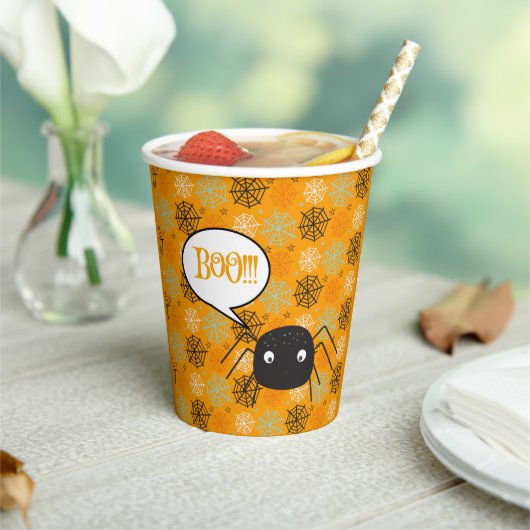 Niedliche Spinnen und Spinnennetze gemustert Pappbecher (In Situ)