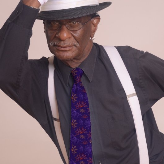 Niedliche Spinnennetze Halloween Lila Krawatte