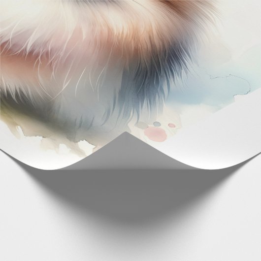 Niedliche Spitz-Aquarelldarstellung Geschenkpapier (Ecke)