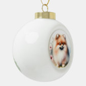 Niedliche Spitz-Aquarelldarstellung Keramik Kugel-Ornament (Links)