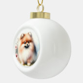 Niedliche Spitz-Aquarelldarstellung Keramik Kugel-Ornament (Rechts)