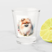 Niedliche Spitz-Aquarelldarstellung Schnapsglas (Vorderseite)
