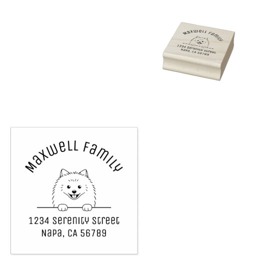 Niedliche Spitz-Dog-Arch-Stammadresse Gummistempel (Stempel)