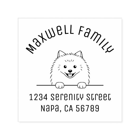 Niedliche Spitz-Dog-Arch-Stammadresse Permastempel (Design)