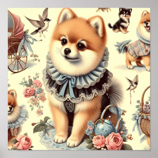 Niedliche Spitz-Malerei Poster (Vorne)