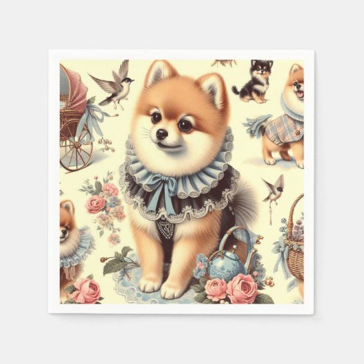 Niedliche Spitz-Malerei Serviette (Vorderseite)