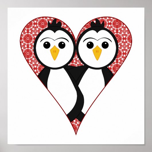 Niedliche Spitzen-Herzpinguine Poster (Vorne)