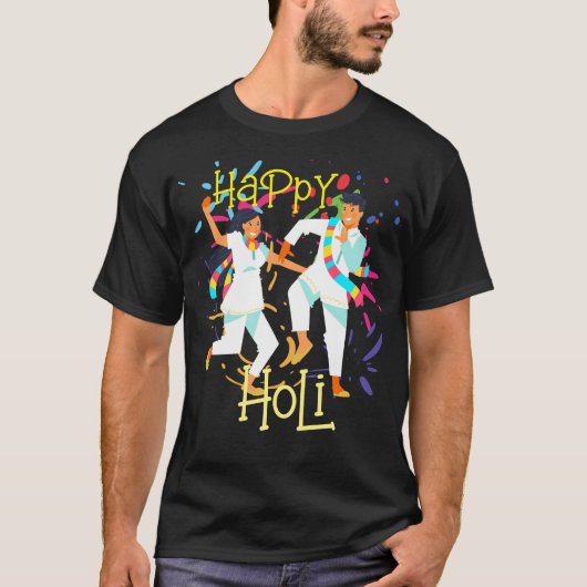 Niedliche Splash Couple spielend Holi T-Shirt (Vorderseite)