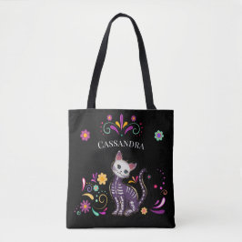 Niedliche Spookie Katze mit farbigen Blume Tasche
