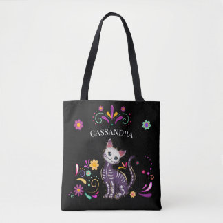 Niedliche Spookie Katze mit farbigen Blume Tasche