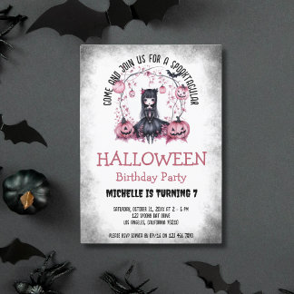 Niedliche Spooktacular Halloween Gothic Girl Gebur Einladung