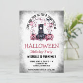 Niedliche Spooktacular Halloween Gothic Girl Gebur Einladung (Stehend Vorderseite)
