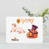 Niedliche Spooky Dog Ghost & Pumpkin Halloween Des Einladung (Stehend Vorderseite)
