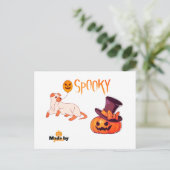 Niedliche Spooky Dog Ghost & Pumpkin Halloween Des Postkarte (Stehend Vorderseite)