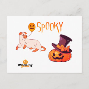 Niedliche Spooky Dog Ghost & Pumpkin Halloween Des Postkarte