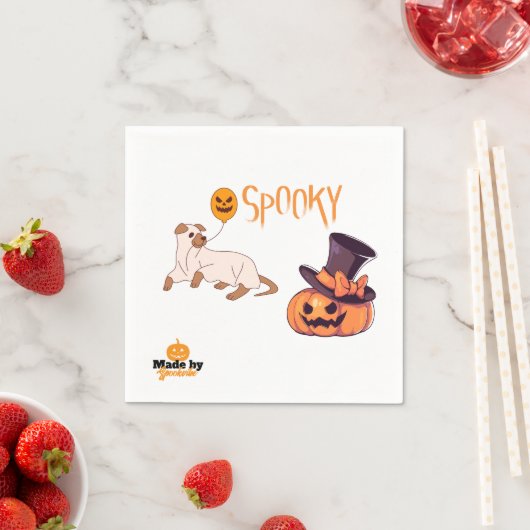 Niedliche Spooky Dog Ghost & Pumpkin Halloween Des Serviette (Beispiel)