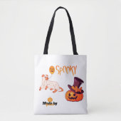Niedliche Spooky Dog Ghost & Pumpkin Halloween Des Tasche (Vorderseite)