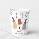 Niedliche Spooky Geister und Spinnen Erster Geburt Pappbecher (Rückseite)