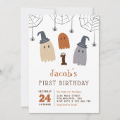 Niedliche Spooky Geister und Spinnen Erstgeburtsta Einladung (Vorderseite)