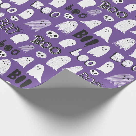 Niedliche Spooky Ghosts, Skulls und Boo Geschenkpapier (Ecke)