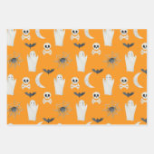 NIEDLICHE SPOOKY HALLOWEEN GHOSTS PUMPKINS BATS MO GESCHENKPAPIER SET (Vorderseite 2)