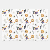 NIEDLICHE SPOOKY HALLOWEEN GHOSTS PUMPKINS BATS MO GESCHENKPAPIER SET (Vorderseite 3)
