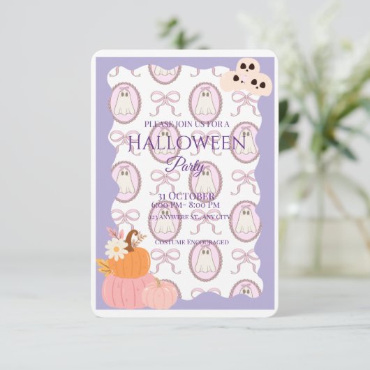 Niedliche Spooky Halloween-Party Einladung (Stehend Vorderseite)