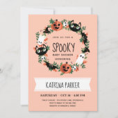 Niedliche Spooky Halloween Wreath Blush Babydusche Einladung (Vorderseite)