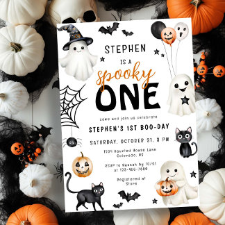 Niedliche Spooky One Ghost Halloween 1. Geburtstag Einladung