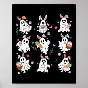 Niedliche Spooky Ostersonne Ghost Egg Girl Frauen Poster