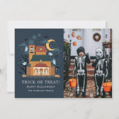 Niedliche Spooky Spuk House Halloween Fotokarte (Vorderseite)