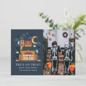 Niedliche Spooky Spuk House Halloween Fotokarte (Stehend Vorderseite)