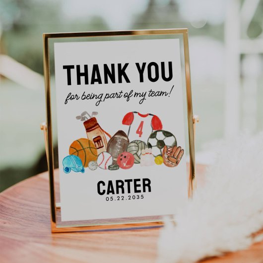 Niedliche Sportballs Kindergeburtstag Vielen Dank Poster