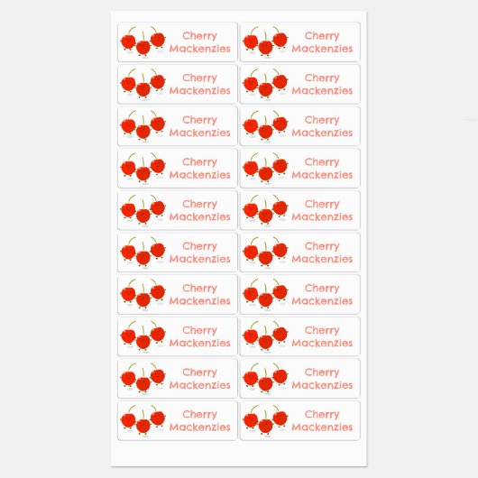 Niedliche springende rote Kirschen Cartoon persona Etiketten (Blatt)