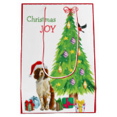 Niedliche Springer Spaniel Weihnachtsmannmütze und Mittlere Geschenktüte (Rückseite)